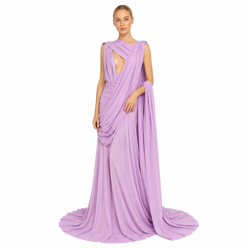 VESTIDO ASIMETRICO DRAPEADO