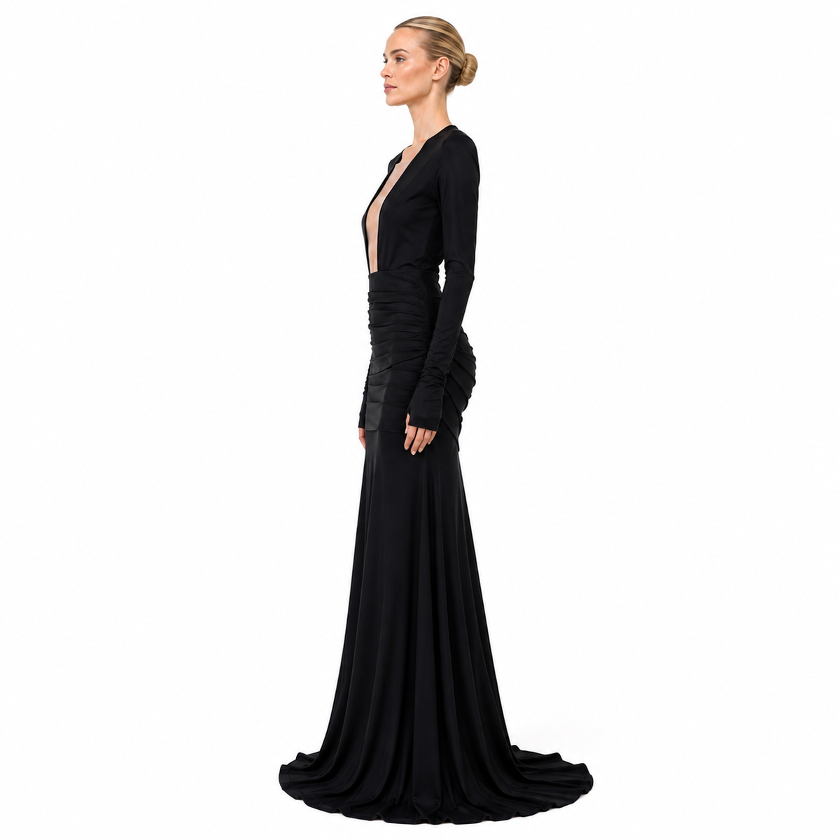 VESTIDO DRAPEADO ESCOTE CUADRADO