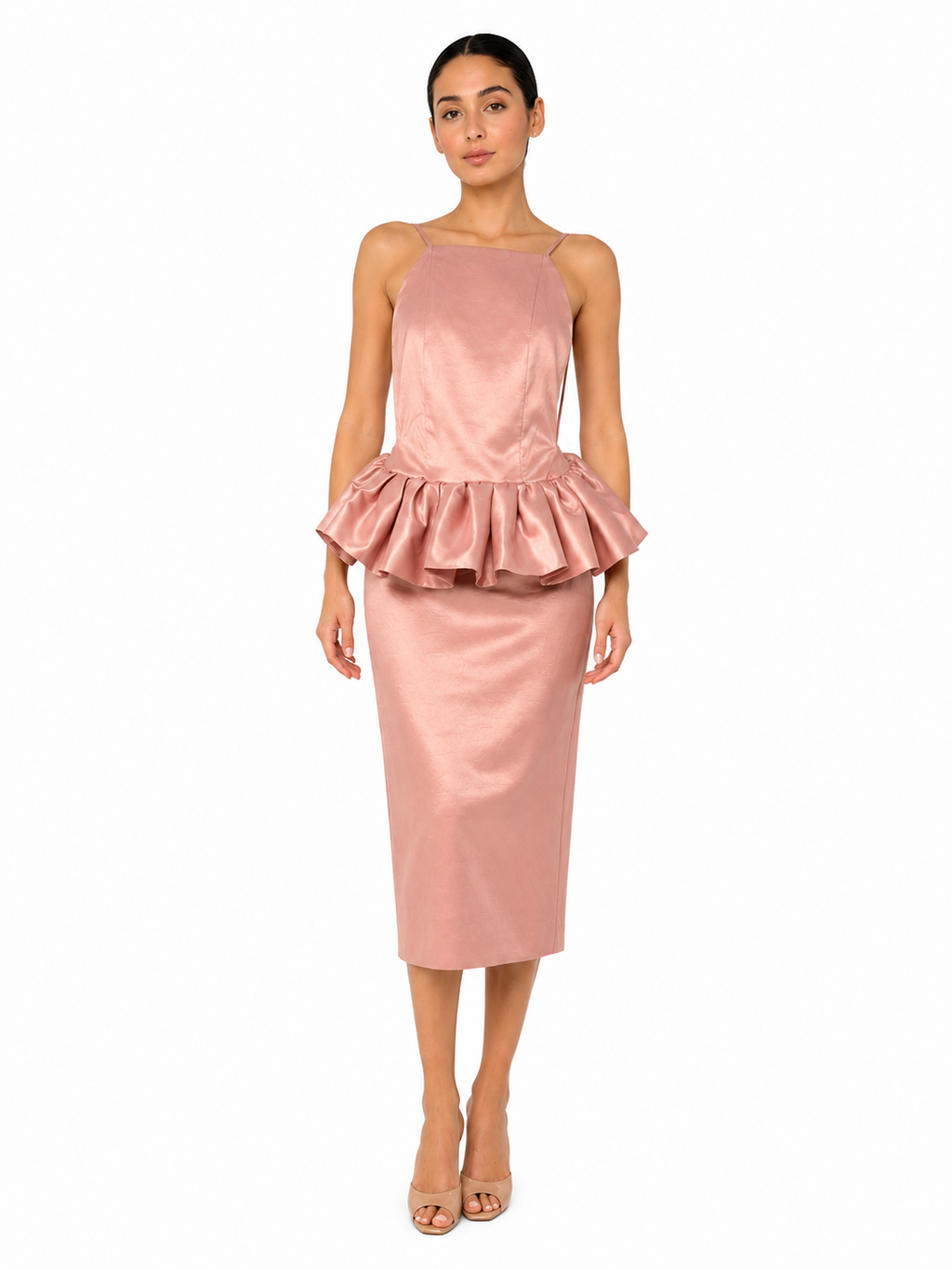 SET BLUSA PEPLUM + FALDA TUBO TAFETA