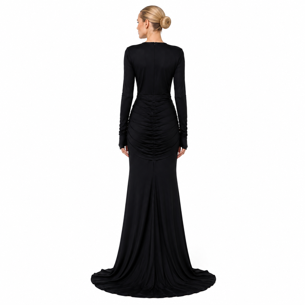 VESTIDO DRAPEADO ESCOTE CUADRADO