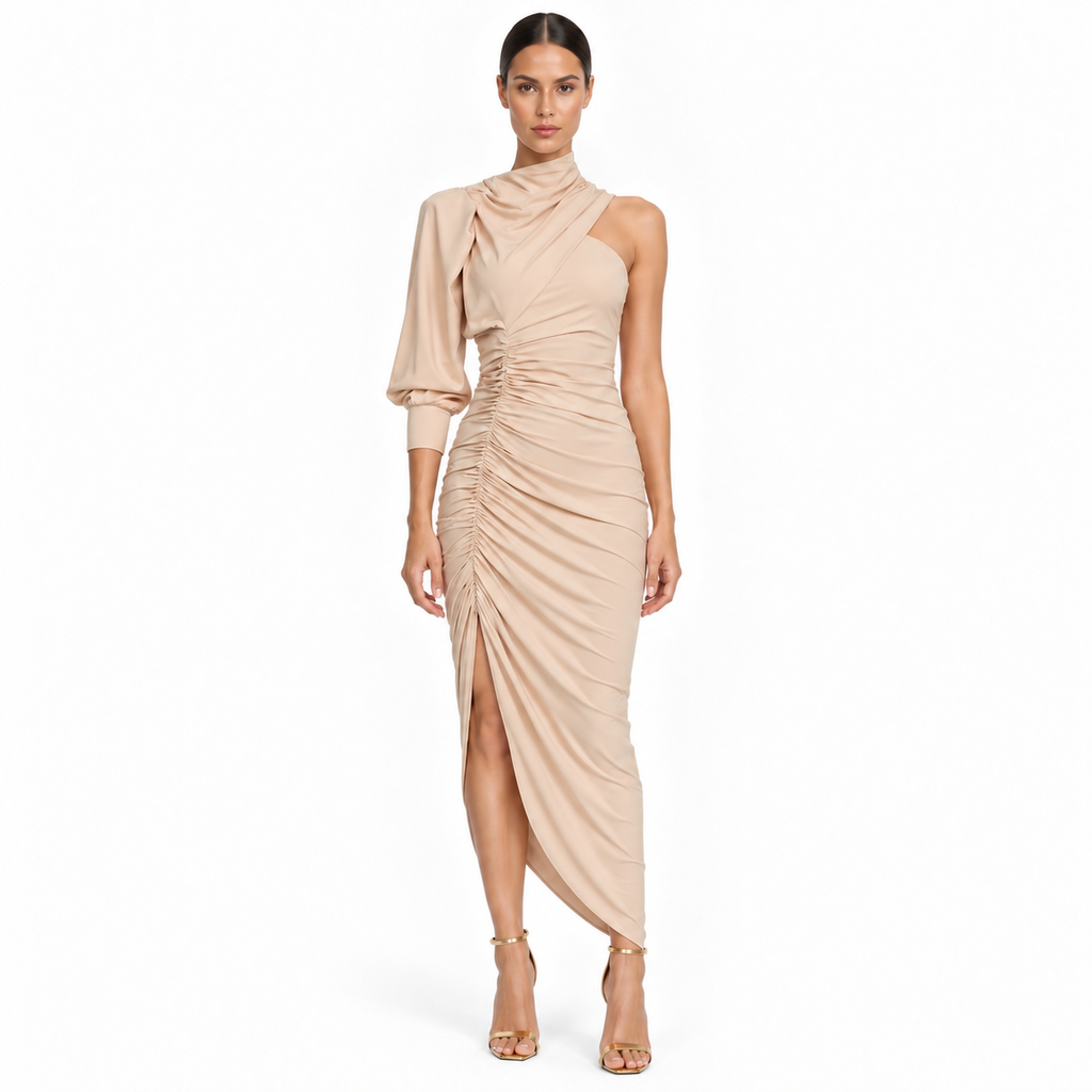 VESTIDO DRAPEADO CUELLO