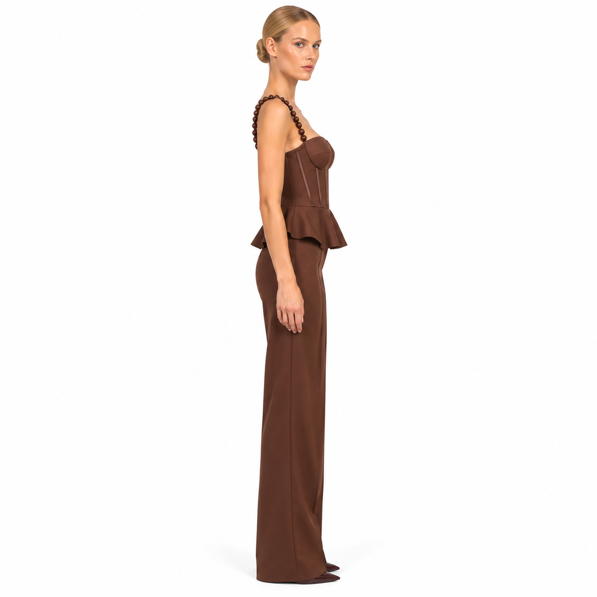 CORSET LICRADO PEPLUM PEPA MADERA