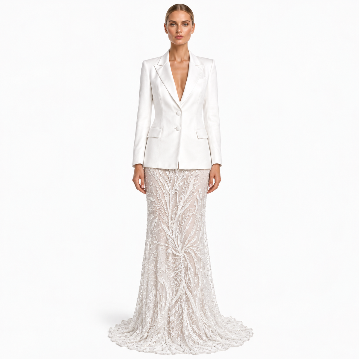 FALDA LENTEJUELA BORDADA LARGA