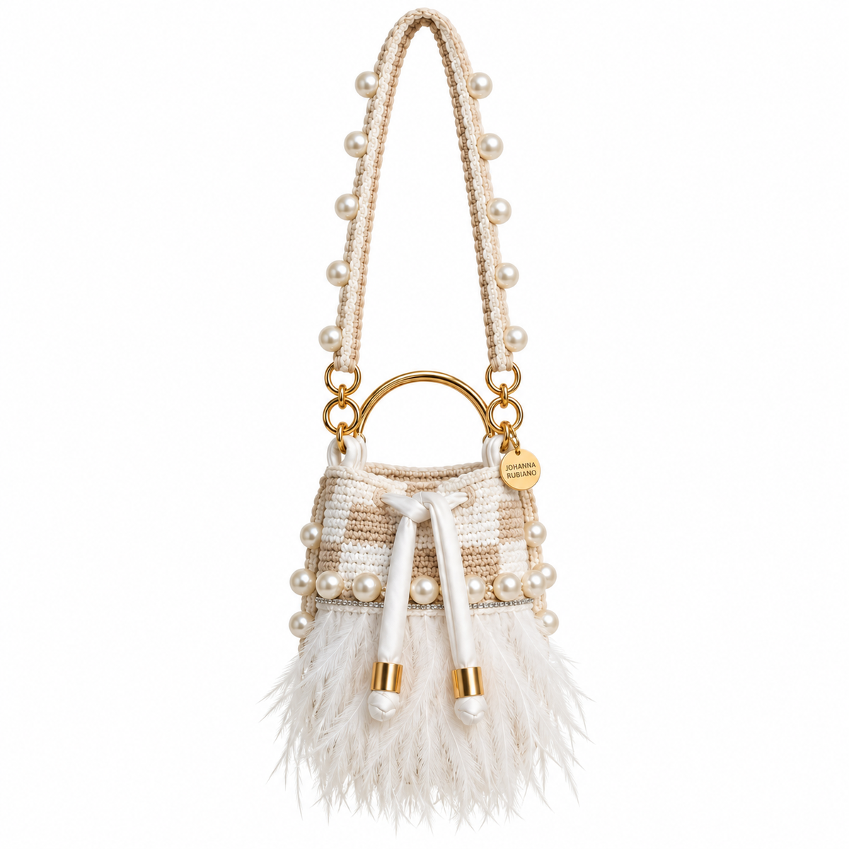 MOCHILA PEQUEÑA AJEDREZ PLUMA BLANCO